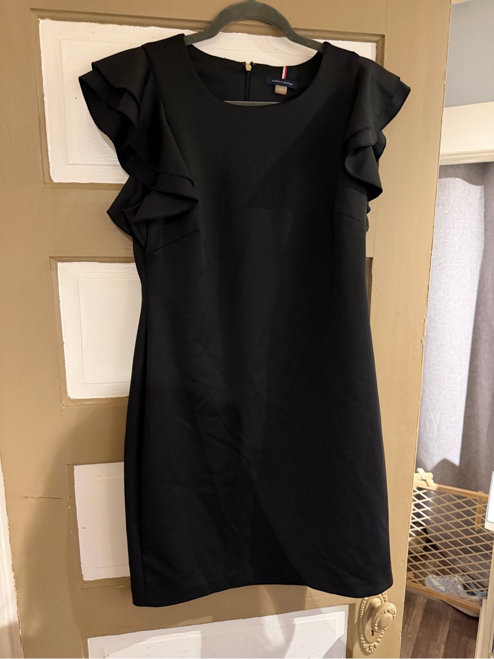 Tommy Hilfiger Black Ruffle Sleeve Mini Dress